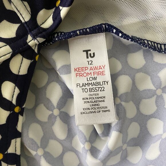 TU One Piece Swimsuit Padded Adjustable Straps Womens US 8 10 UK 12 Navy Blue - Picture 6 of 10